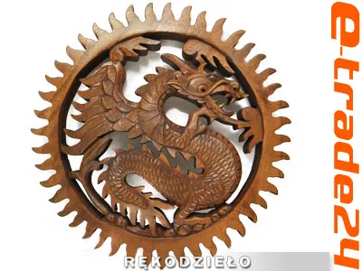 Rzeźba drewno Panel SMOK Rękodzieło Indonezja 25cm