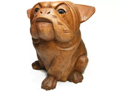 Rzeźba Figurka PIES z Drewna Rękodzieło Jak Żywy XL