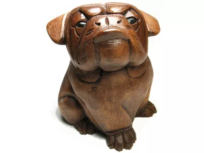 Rzeźba Figurka PIES z Drewna Rękodzieło Jak Żywy