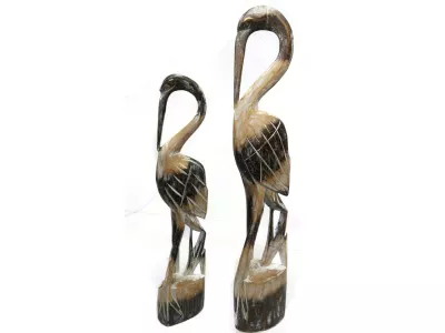 Rzeźba Figurka drewno PTAK 40cm Rękodzieło Orient