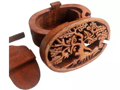 Szkatułka Pudełko Rzeźba Figurka Drzewo Życia z Drewna 4 części