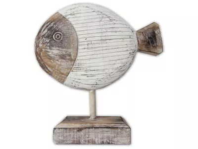 Figurka Rzeźba Drewno RYBA 38cm Rękodzieło Dekor