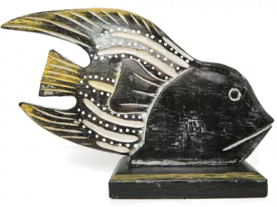 Figurka Rzeźba Drewno RYBA 28cm Rękodzieło Dekor