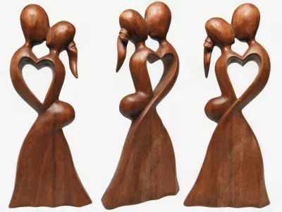 Piękna 30cm RZEŹBA Miłosna z Drewna Super Prezent