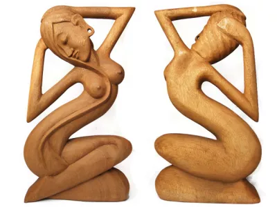 Piękna RZEŹBA Zmysłowa Kobieta Rękodzieło Drewno 40cm