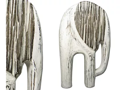 Rzeźba Figurka Biały SŁOŃ z Drewna Rękodzieło 25cm