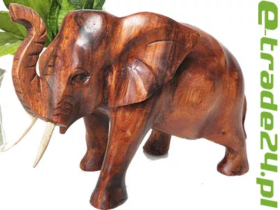 Rzeźba Figurka SŁOŃ Drewno Suar Rękodzieło 30x20cm