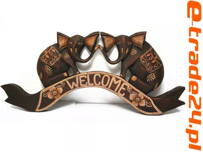 Panel Brąz Rzeźba SŁOŃ SŁONIE 45cm Welcome