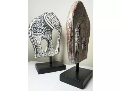 Rzeźba Figurka SŁOŃ Drewno Rękodzieło 32x18cm