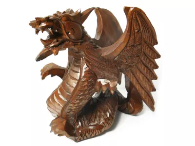 Rzeźba z Drewna Suar SMOK 16cm Rękodzieło Orient