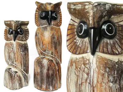 40cm Rzeźba drewno SOWA Rękodzieło do Domu, Ogrodu