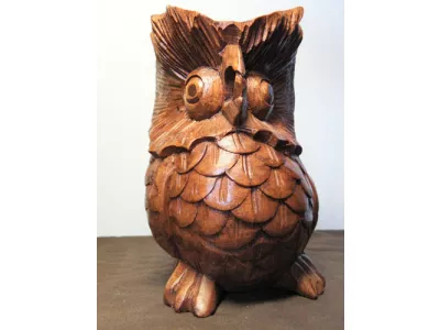 Rzeźba drewno Suar SOWA Rękodzieło do Domu, Ogrodu
