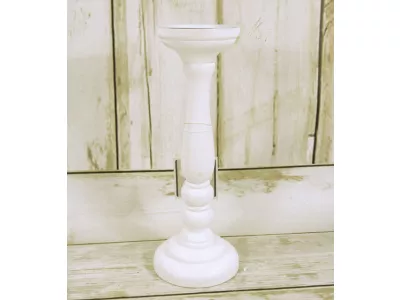Świecznik Drewniany 31cm Biały, Średnica świecy do 7,5cm