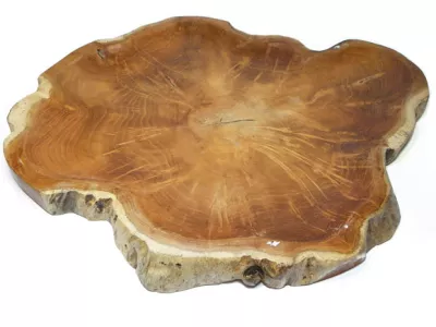Patera Gruba Podkładka Drewno TEAK Rękodzieło 50cm Plaster