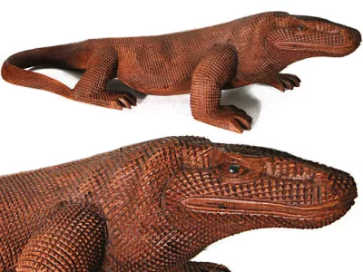 Figurka, Rzeźba Drewno Suar WARAN Rękodzieło 60cm