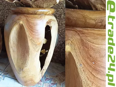 Waza Tekowa WAZON Lite Drewno TEAK 50cm Orient na Suszone Rośliny